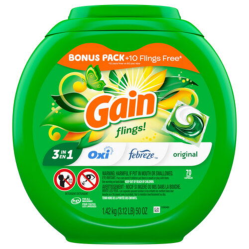 Gain Pacs 3 in 1 Original Detergent Bonus Pack - 70 Each