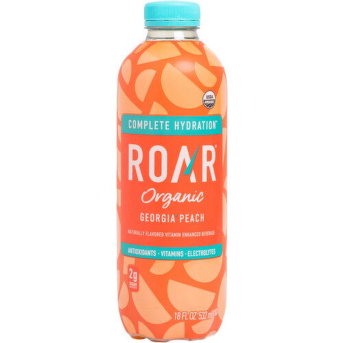 Roar Vitamin Enhanced Beverage, Organic, Georgia Peach