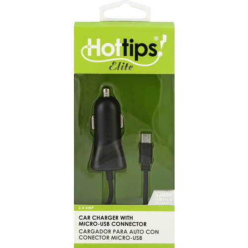 Hottips Car Charger, with Micro-USB Connector, 3 Foot