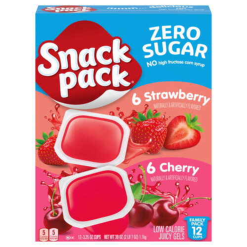 Snack Pack Sugar-Free Strawberry & Cherry Flavored Low Calorie Juicy Gels - 39 Ounce