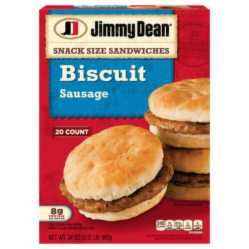 Jimmy Dean Sandwiches, Biscuit, Sausage, Snack Size