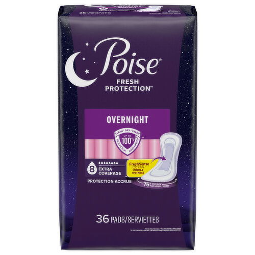 Poise Pads, Overnight, Extra Coverage