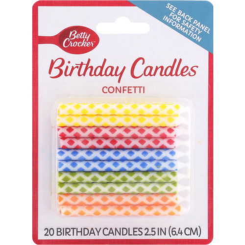 Betty Crocker Birthday Candles, Confetti, 2.5 Inch - 20 Each