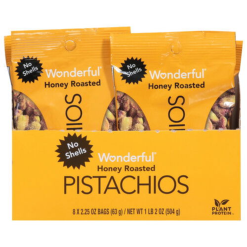 Wonderful Pistachios, Honey Roasted, 8 Packs