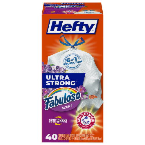 Hefty Tall Kitchen Bags, Ultra Strong, Drawstring, Fabuloso Scent, 13 Gallon