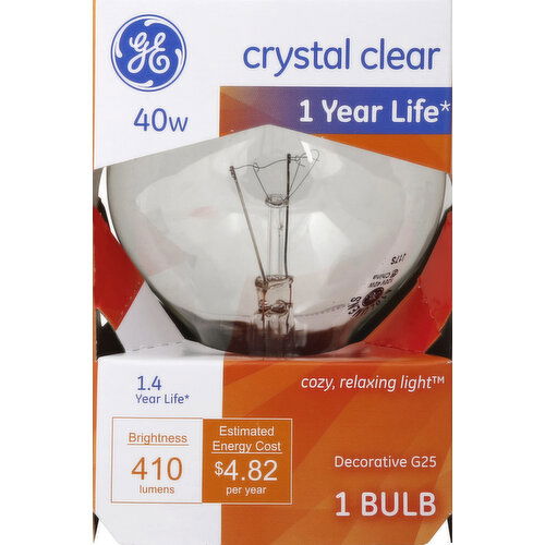 GE Light Bulb, Crystal Clear, 40 Watts