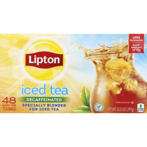 Lipton Iced Tea, Decaffeinated, Family Size Tea Bags