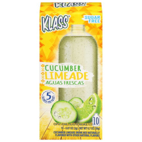 Klass Sugar Free On-The-Go Packets Cucumber Limeade Drink Mix - 10 Each