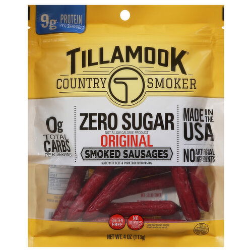 Tillamook Country Smoker Smoked Sausages, Zero Sugar, Original