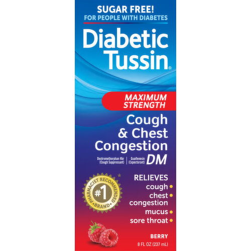 Diabetic Tussin Cough & Chest Congestion DM, Maximum Strength, Berry Flavor