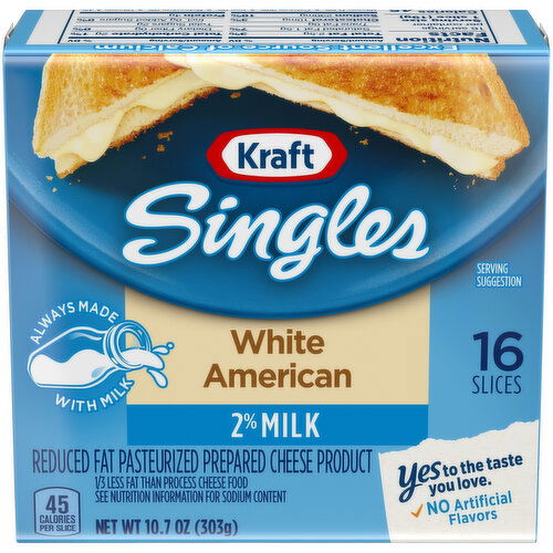 Kraft Cheese Slices, 2% Milk Reduced Fat White American Cheese