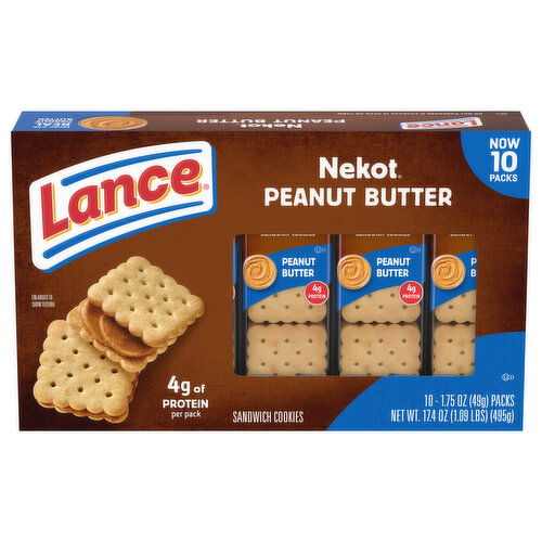 Lance Sandwich Cookies, Peanut Butter, 10 Packs