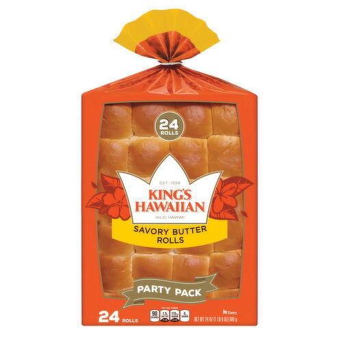 King's Hawaiian Savory Butter Rolls, 24 Count - 24 Ounce