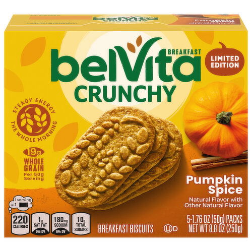 BELVITA Pumpkin Spice Breakfast Biscuits, 5 Packs (4 Biscuits Per Pack)