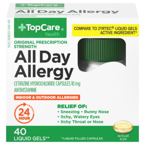 TopCare Liquid Gels Original Prescription Strength 10 mg All Day Allergy - 40 Each