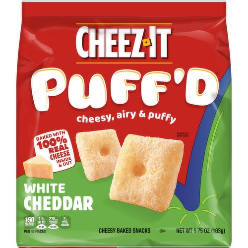 Cheez-It Cheesy Baked Snacks, White Cheddar - 5.75 Ounce
