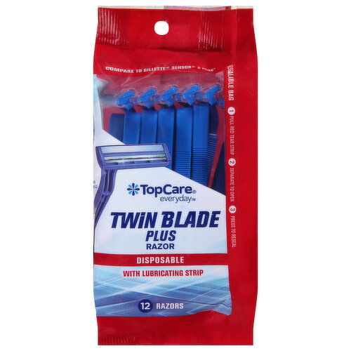 TopCare Razor, Twin Blade Plus, Disposable, with Lubricating Strip