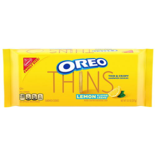 OREO Thins Lemon Creme Sandwich Cookies, Family Size