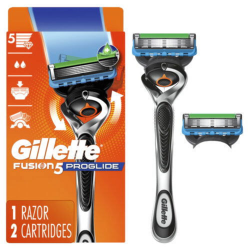 Gillette Fusion5 ProGlide Shaving Razor for Men, 1 Handle, 2 Blade Refills