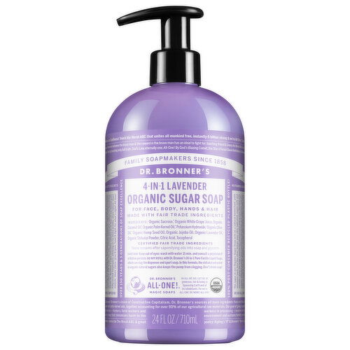 Dr. Bronner's Sugar Soap, Organic, 4-in-1, Lavender