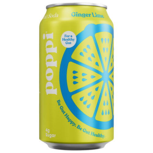 Poppi Prebiotic Soda, Ginger Lime