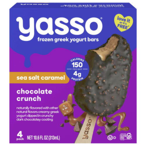 Yasso Yogurt Bars, Sea Salt Caramel, Greek, Chocolate Crunch