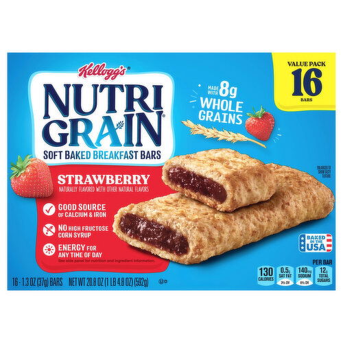 Nutri Grain Breakfast Bars, Soft Baked, Strawberry, Value Pack