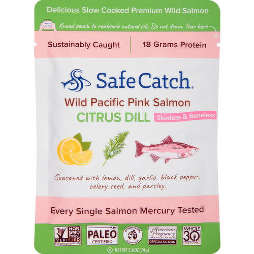 Safe Catch Pink Salmon, Citrus Dill, Skinless & Boneless