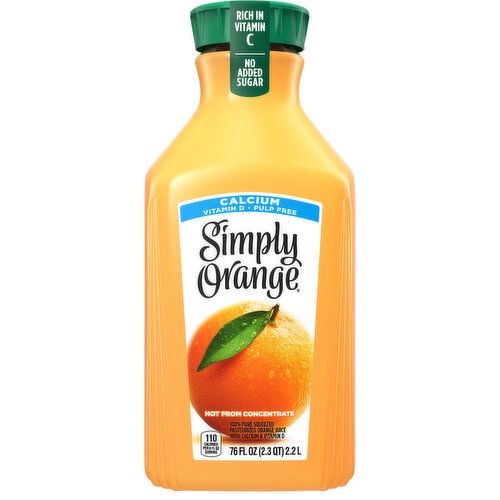 Simply Juice, Calcium, Pulp Free, Orange - 76 Fluid Ounce