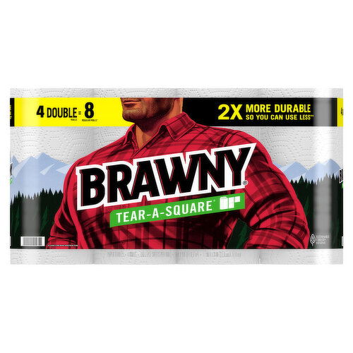 Brawny Paper Towels, Tear-A-Square, 2-Ply - 4 Each