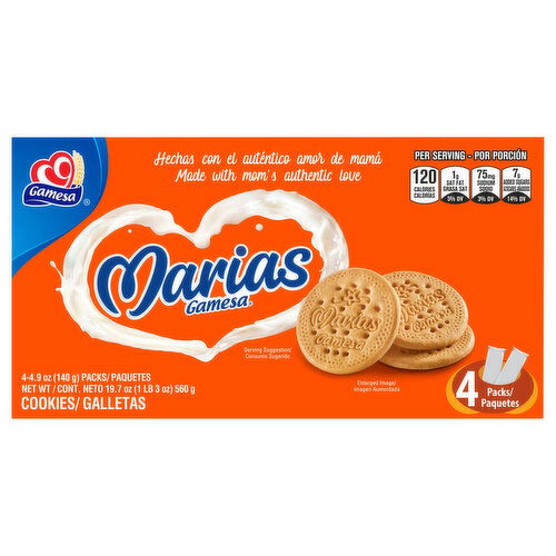 Gamesa Cookies, Marias, 4 Pack