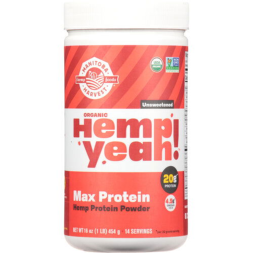 Manitoba Harvest Hemp Protein Powder, Organic, Unsweetened, Max Protein