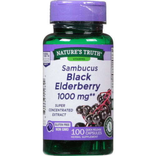 Nature's Truth Sambucus Black Elderberry, 1000 mg, Quick Release Capsules