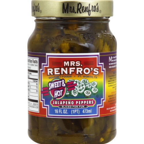 Mrs. Renfro's Jalapeno Peppers, Sweet & Hot