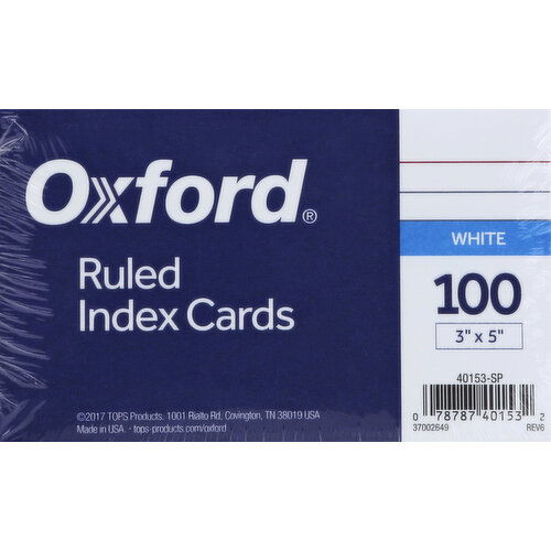 Oxford Index Cards, Ruled, White