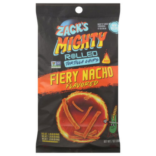 Zack's Mighty Rolled Fiery Nacho Flavored Tortilla Chips - 7 Ounce