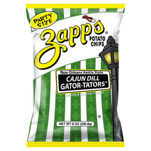 Zapp's Potato Chips,  Cajun Dill Gator-Tators, New Orleans Kettle Style,Party Size