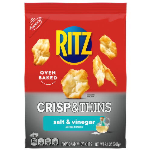 RITZ Crisp and Thins Salt and Vinegar Chips, Party Snacks