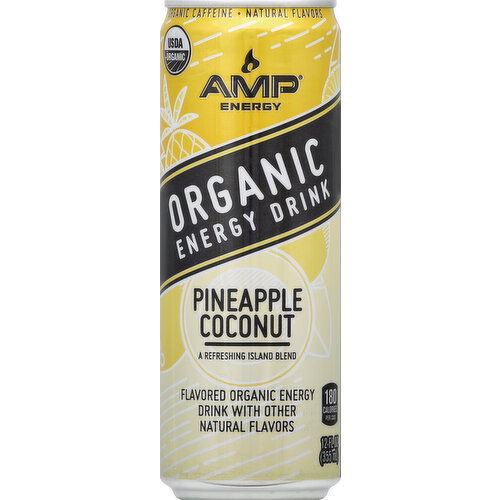Amp Energy Drink, Organic, Pineapple Coconut - 12 Ounce
