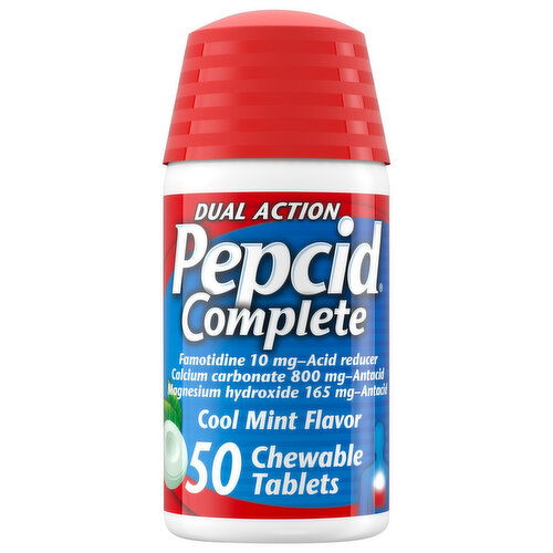 Pepcid Acid Reducer + Antacid, Dual Action, Chewable Tablets, Cool Mint Flavor