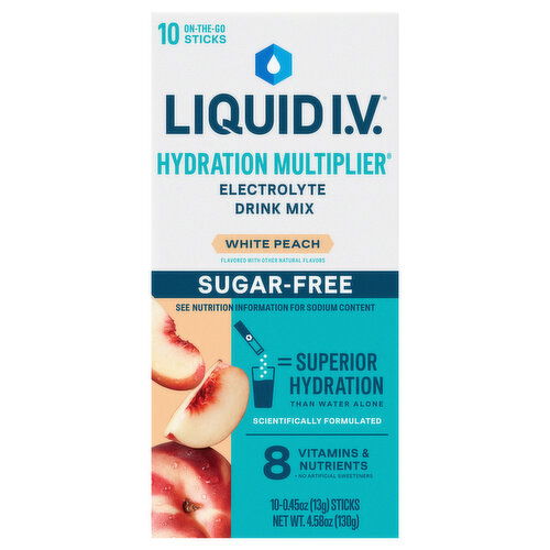 Liquid I.V. Sugar-Free White Peach Electrolyte Drink Mix - 10 Each