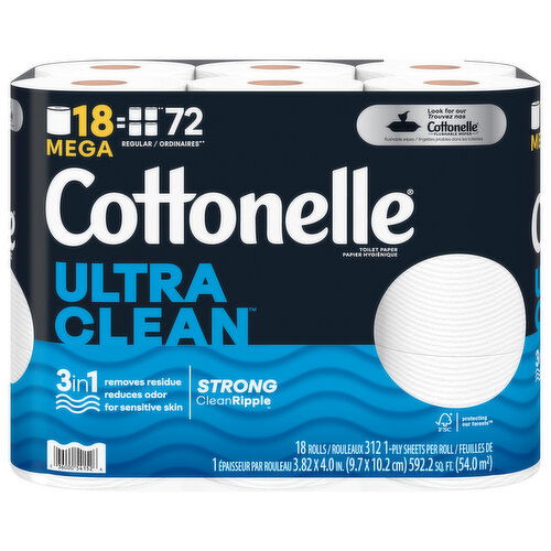 Cottonelle Toilet Paper, Mega, 1-Ply