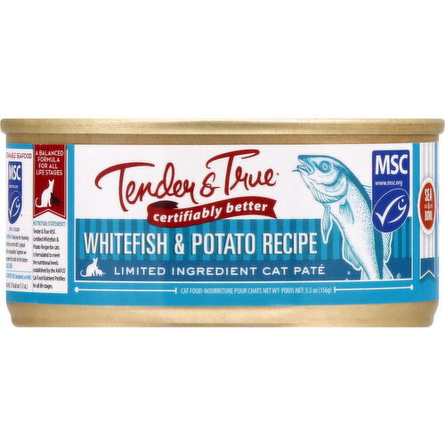 Tender & True Cat Food, Whitefish & Potato Recipe