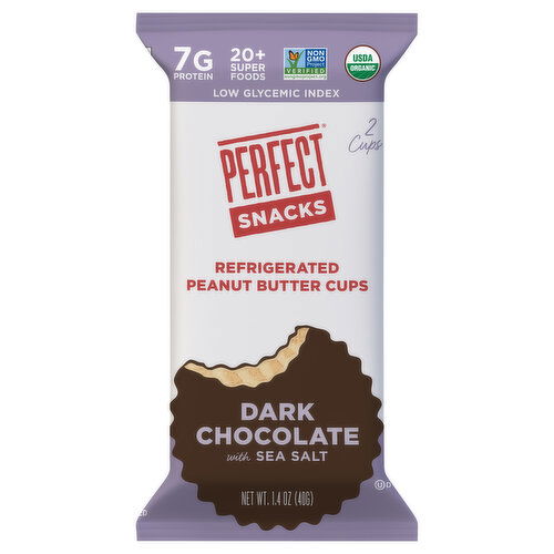 Perfect Snacks Peanut Butter Cups, Dark Chocolate with Sea Salt, Refrigerated