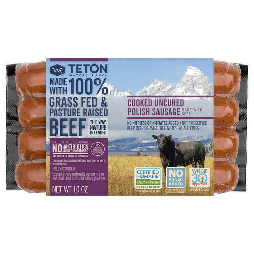 Teton Waters Ranch Polish Sausage, Cooked, Uncured