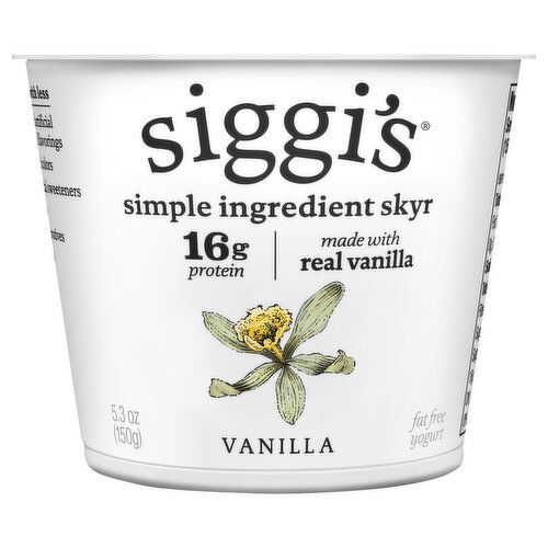 Siggi's Yogurt, Vanilla, Fat Free