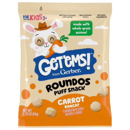 Gerber Puff Snack, Carrot Ranch, Roundos, for Kids 3+ - 2.25 Ounce