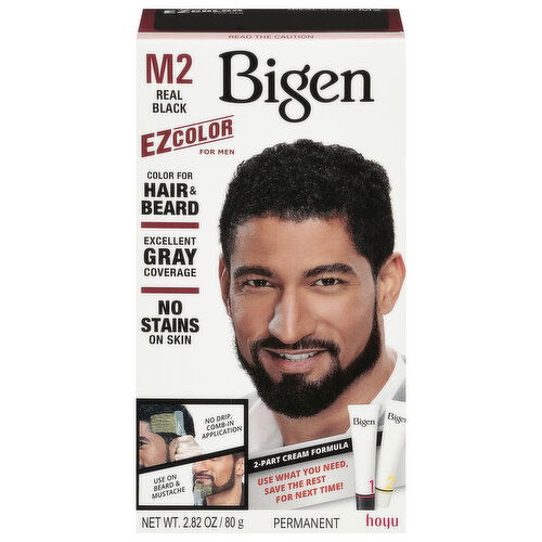 Bigen Permanent Color for Hair & Beard, Men, Real Black M2 - 2.82 Ounce