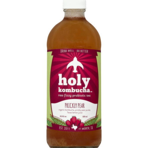 Holy Kombucha Tea, Raw Fizzy Probiotic, Prickly Pear