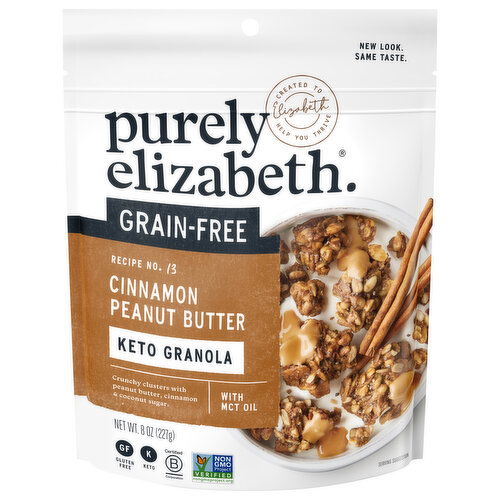 Purely Elizabeth Granola, Grain Free, Keto, Cinnamon Peanut Butter, Recipe No. 13